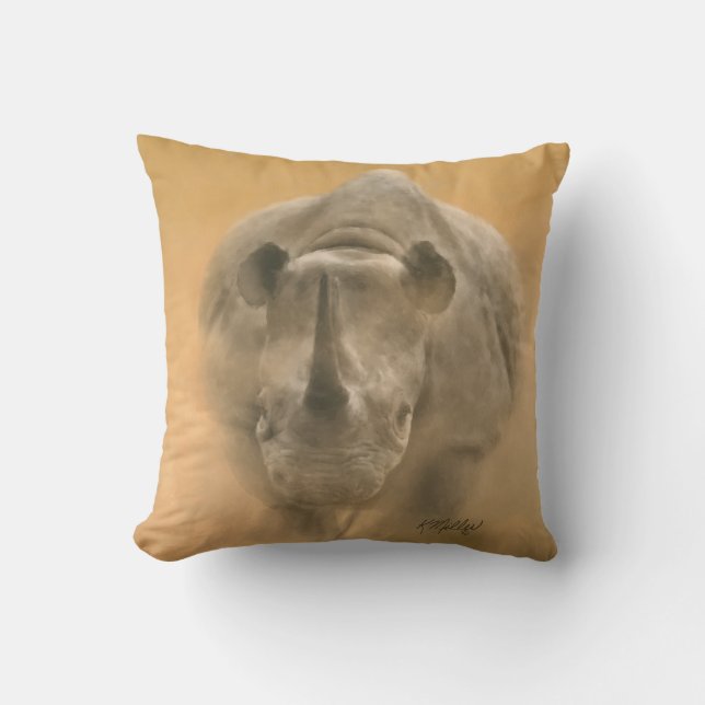 Charging Rhino - Pastels Kussen (Voorkant)