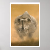 Charging Rhino - Pastels Poster (Voorkant)