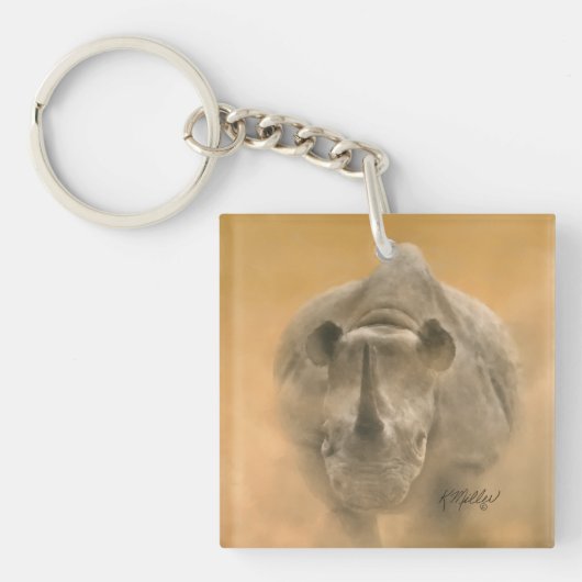 Charging Rhino - Pastels Sleutelhanger (voorkant)