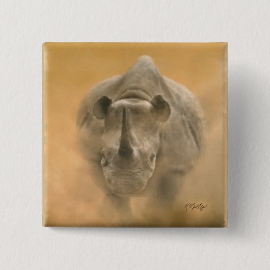 Charging Rhino - Pastels Vierkante Button 5,1 Cm (Voorkant)