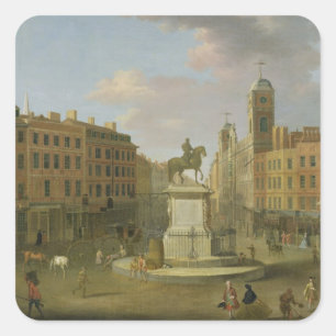 Charing Cross, met het standbeeld van koning Charl Vierkante Sticker