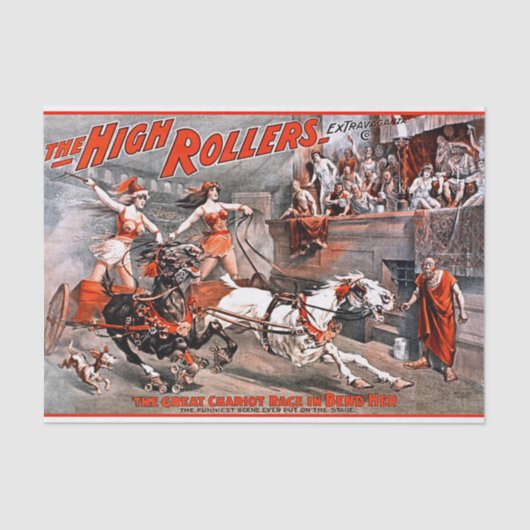  Chariot Race Black White Horse Decoupage Tissuepapier (Voorkant)