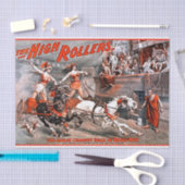  Chariot Race Black White Horse Decoupage Tissuepapier (Craft)