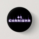 Charisma Stat Gamer Paarse Pixel Art Slogan Ronde Button 3,2 Cm (Voorkant)