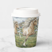 Charismatic Pinto Icelandic Mare watercolor Papieren Bekers (Links)