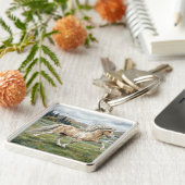 Charismatic Pinto Icelandic Mare watercolor Sleutelhanger (Zijkant)