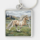 Charismatic Pinto Icelandic Mare watercolor Sleutelhanger (Voorkant)
