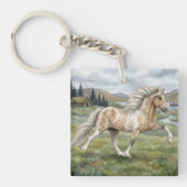 Charismatic Pinto Icelandic Mare watercolor Sleutelhanger (Voorkant)