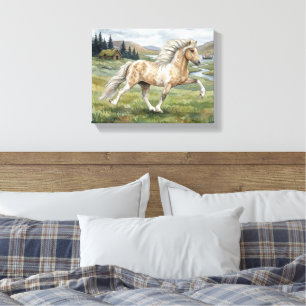 Charismatische Pinto IJslandse Merrie aquarel Canvas Afdruk