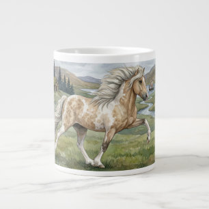 Charismatische Pinto IJslandse Merrie aquarel Grote Koffiekop