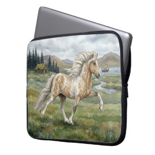 Charismatische Pinto IJslandse Merrie aquarel Laptop Sleeve