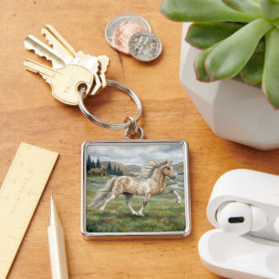 Charismatische Pinto IJslandse Merrie aquarel Sleutelhanger