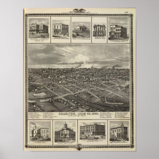 Chariton, Iowa-bedrijven in Davenport Poster (Voorkant)
