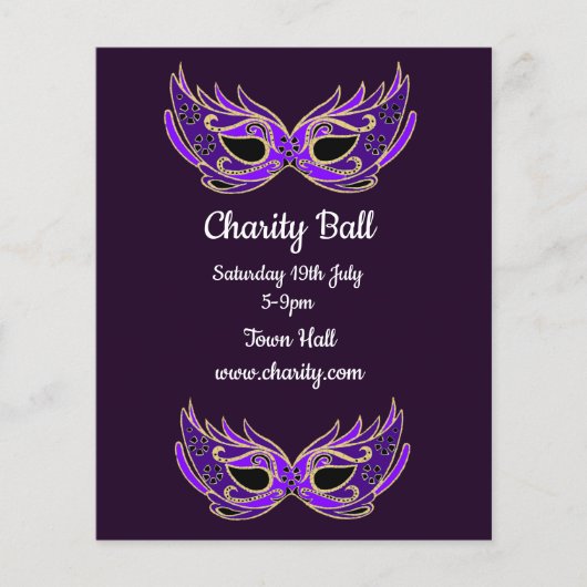 Charity ball maskerade party flyer (Voorkant)
