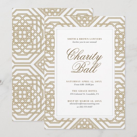 Charity Ball Party Kaart (Voorkant / Achterkant)