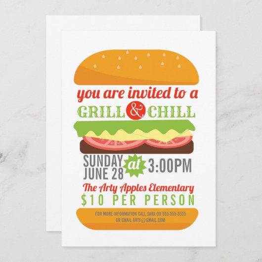 Charity BBQ chill en grill fundraiser PTO kerk Kaart (Voorkant / Achterkant)