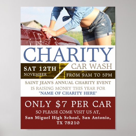 Charity Car Wash Event Adverteren Poster (Voorkant)
