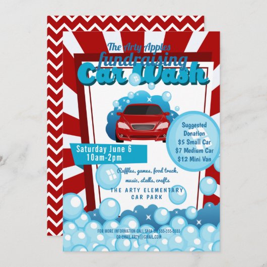 Charity car wash fundraiser PTA PTO kerk Kaart (Voorkant / Achterkant)