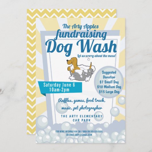 Charity dog wash fundraiser PTA PTO kerk Kaart (Voorkant / Achterkant)