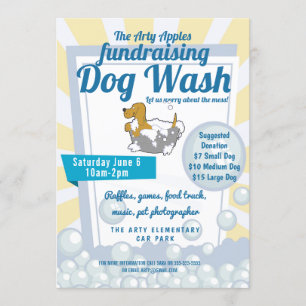 Charity dog wash fundraiser PTA PTO kerk Kaart