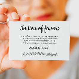 Charity Donation with Table Seating Number Wedding Plaatskaartje