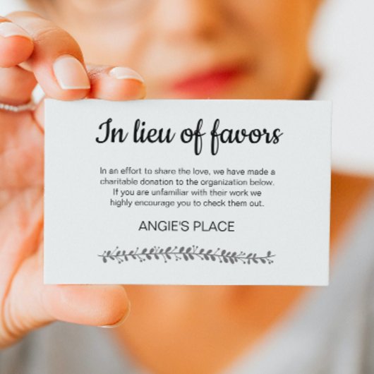 Charity Donation with Table Seating Number Wedding Plaatskaartje