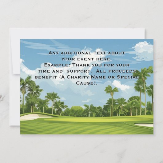 Charity Event Corporate Golf Tournament Company Kaart (Achterkant)