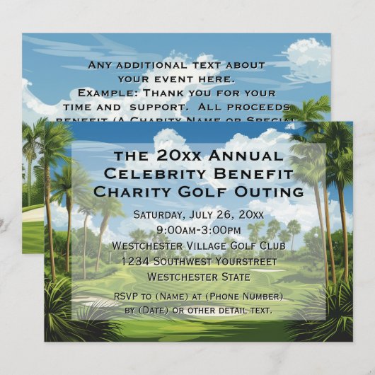 Charity Event Corporate Golf Tournament Company Kaart (Voorkant / Achterkant)