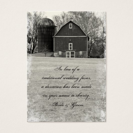 Charity Favor Country Barn Wedding Visitekaartjes (Voorkant)
