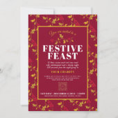 Charity Festive Feast gold red Kerstdiner Kaart (Voorkant)