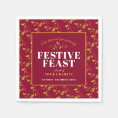 Charity Festive Feast gold red Kerstdiner Servet (Voorkant)