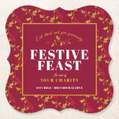 Charity Festive Feast Gold red Kerstmis Kartonnen Onderzetters (Voorkant)