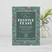 Charity Festive Feast green red Kerstdiner Kaart (Staand voorkant)