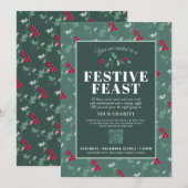 Charity Festive Feast green red Kerstdiner Kaart (Voorkant / Achterkant)