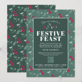 Charity Festive Feast green red Kerstdiner Kaart