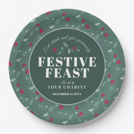 Charity Festive Feast green red Kerstdiner Papieren Bordje