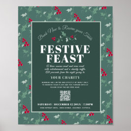 Charity Festive Feast green red Kerstevent Poster