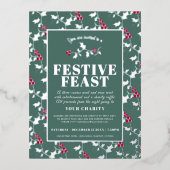 Charity Festive Feast kerstevent green Silver Folie Feestdagen Briefkaart (Voorkant)