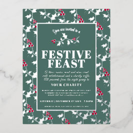 Charity Festive Feast kerstevent green Silver Folie Feestdagen Briefkaart