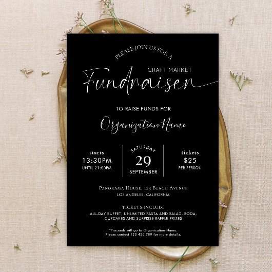 Charity Fundraiser Logo minimalistisch zwart-wit Kaart