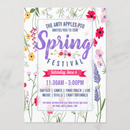 Charity fundraiser PTA PTO Spring festival nodigt  Kaart
