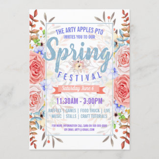 Charity fundraiser PTA PTO Spring festival nodigt Kaart