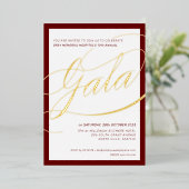 CHARITY GALA chique formele kalligrafie maroon gou Folie Uitnodiging (Staand Voorkant)