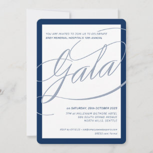 CHARITY GALA elegante formele kalligrafie marinebl Kaart