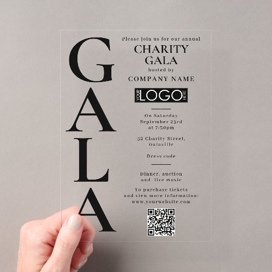 Charity Gala Fondsenwervingsactiviteit QR Code Log Acryl Uitnodigingen (Insitu (Draagbaar))