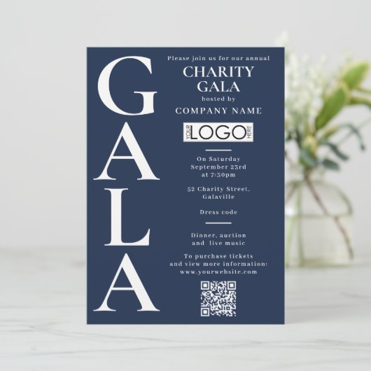 Charity Gala Fondsenwervingsactiviteit QR-code Log Kaart (Staand voorkant)