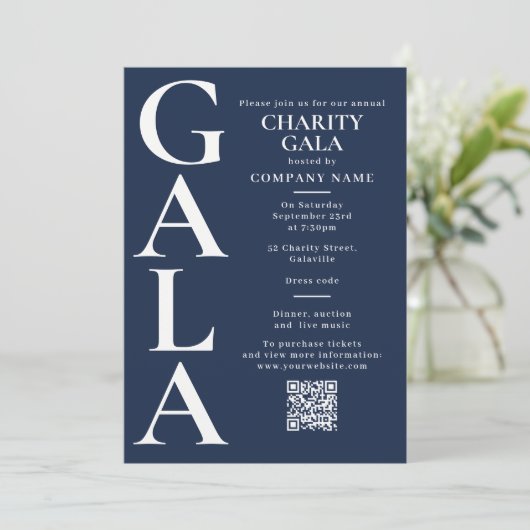 Charity Gala Fondsenwervingsactiviteit QR Code Mar Kaart (Staand voorkant)