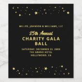 Charity Gala Fundraiser Elegant Zwart Goud Wijn Etiket (Enkel label)