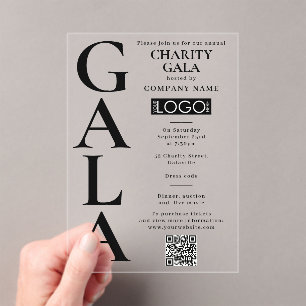 Charity Gala Fundraising Event QR-code logo Acryl Uitnodigingen