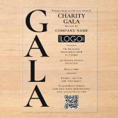 Charity Gala Fundraising Event QR Code Logo Acryl Uitnodigingen (Voorkant)